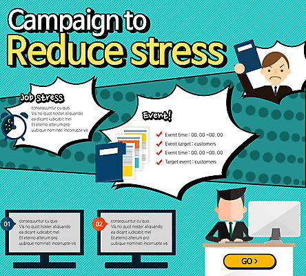 PSD 템플릿 남자 웹템플릿 스트레스 이벤트페이지 건강 사람 이벤트 두명 모니터 비즈니스맨 책상 서류파일 남자만 이미지템플릿 가구 비즈니스 컴퓨터 사무용품 직장인 페이지 파일형식