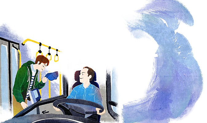 PSD 남자 일러스트 버스 대중교통 실내 사람 성인 두명 기쁨 운전 인사 감사 버스기사 남자만 성인남자만 성인만 국내일러스트 감정 육상교통 교통수단 모션 내부 예절 운전사 파일형식