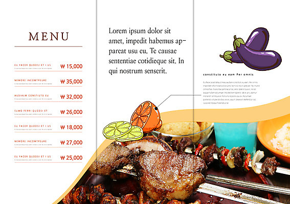 PSD 템플릿 편집 표지디자인 북디자인 출판디자인 내지 음식 리플렛 백그라운드 채소 북커버 과일 3단접지 가지 단면 육류 팜플렛 사람없음 요식업 꼬치 가격 레몬 메뉴 꼬치구이 이미지템플릿 산업 식재료 구이 파일형식