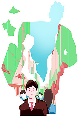 PSD 여자 남자 가로등 일러스트 비즈니스 하늘 거리 사람 빌딩 여러명 성인 야외 직장인 비즈니스맨 출근 열정 성인만 국내일러스트 직업 공공시설 감정 다수 건물 출퇴근 파일형식