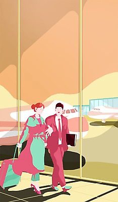 PSD 구름 여자 남자 일러스트 비즈니스 창문 하늘 비행기 실내 사람 성인 두명 건물 캐리어 직장인 비즈니스맨 비즈니스우먼 공항 출장 열정 성인만 국내일러스트 자연요소 직업 건축물 감정 항공교통 교통시설 대중교통 내부 여행가방 파일형식