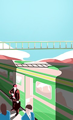 PSD 구름 여자 남자 서류가방 일러스트 비즈니스 하늘 산 사람 성인 야외 세명 기차 직장인 비즈니스맨 출장 열정 성인만 국내일러스트 자연요소 직업 감정 육상교통 가방 대중교통 파일형식