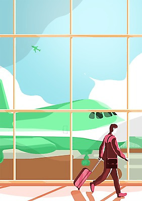 PSD 구름 남자 일러스트 비즈니스 창문 하늘 비행기 실내 한명 사람 성인 캐리어 직장인 비즈니스맨 공항 출장 열정 남자만 남자한명만 성인남자만 성인만 국내일러스트 자연요소 직업 1 감정 항공교통 교통시설 대중교통 내부 여행가방 파일형식