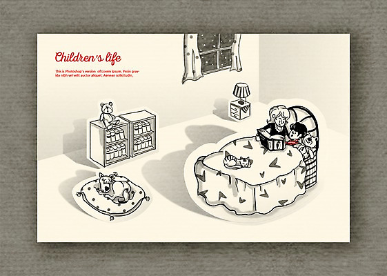 PSD 여자 남자 어린이라이프 어린이 일러스트 창문 탁자 엄마 책장 실내 방석 사람 소년 일상 책 반려동물 독서 고양이 곰인형 방 자녀 침대 페이퍼아트 강아지 동화책 국내일러스트 동물 라이프스타일 인형 가구 포유류 가족 내부 라이프 개 파일형식