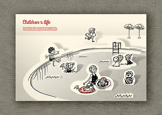 PSD 여자 남자 수영복 어린이라이프 어린이 일러스트 물놀이 놀이 수영장 사람 소녀 소년 여러명 성인 일상 수영 파라솔 페이퍼아트 수영모 튜브 국내일러스트 라이프스타일 옷 다수 라이프 수상스포츠 수영용품 파일형식