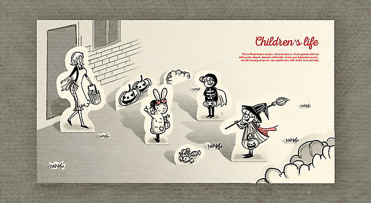 PSD 여자 남자 어린이라이프 어린이 일러스트 호박 사탕 사람 소녀 소년 여러명 성인 야외 분장 바구니 정원 할로윈 페이퍼아트 빗자루 마녀 집앞 국내일러스트 라이프스타일 다수 채소 디저트 청소도구 파일형식