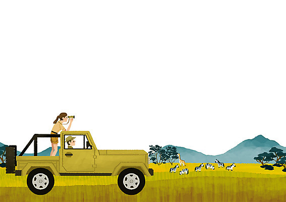 주간 PSD 나무 식물 동물 여자 남자 교통수단 여행 일러스트 아프리카 산 사람 야외 두명 활발 자유 탐험 세계여행 지프 국내일러스트 자연요소 나라 교통 컨셉 승용차 세계 파일형식