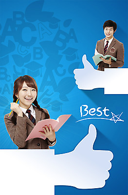 PSD 편집 편집이미지 학생 손 손글씨 영어 여자 교육 남자 교복 컬러 하늘색 캘리그라피 청소년 새출발 새로움 사람 동양인 두명 신체부위 책 한국인 엄지손가락 최고 계획 신학기 십대만 이미지편집 문자 옷 컨셉 손가락 인종 파란색 출발 파일형식