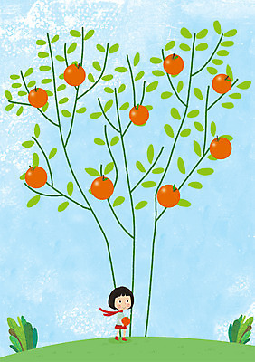 주간 PSD 나무 식물 여자 어린이 과일 일러스트 한명 사람 소녀 야외 사과 여자만 여자한명만 어린이만 소녀만 소녀한명만 국내일러스트 자연요소 1 파일형식