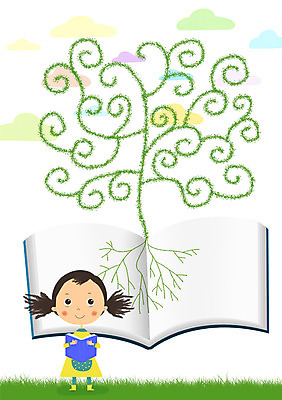 PSD 나무 식물 구름 여자 어린이 일러스트 한명 사람 소녀 야외 책 독서 뿌리 여자만 여자한명만 어린이만 소녀만 소녀한명만 국내일러스트 자연요소 1 파일형식