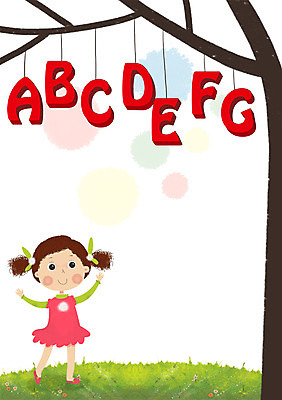 PSD 나무 식물 문자 알파벳 영어 여자 어린이 일러스트 한명 사람 소녀 야외 여자만 여자한명만 어린이만 소녀만 소녀한명만 국내일러스트 1 파일형식