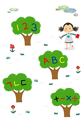 PSD 나무 식물 구름 문자 기호 알파벳 여자 교육 꽃 어린이 일러스트 한명 사람 소녀 한글 야외 책 숫자 연필 여자만 여자한명만 어린이만 소녀만 소녀한명만 국내일러스트 자연요소 1 영어 학용품 필기구 파일형식