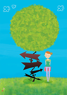 주간 PSD 나무 식물 구름 여자 화살표 일러스트 한명 사람 성인 야외 책 눈감음 표지판 여자만 여자한명만 성인여자만 성인만 국내일러스트 자연요소 1 모션 알림판 파일형식