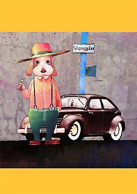 PSD 모자 한마리 이동 일러스트 자동차 열쇠 사람없음 표지판 강아지 국내일러스트 1 잡화 육상교통 컨셉 알림판 반려동물 개 파일형식