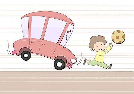 PSD 남자 어린이 이동 일러스트 공 자동차 놀이 한명 야외 위험 교통사고 공놀이 교통안전 자동차예절 남자만 남자한명만 어린이만 소년만 소년한명만 국내일러스트 1 육상교통 컨셉 안전 사람 사건 파일형식