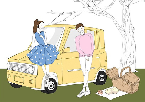 주간 PSD 나무 커플 여자 남자 이동 과일 일러스트 자동차 사람 성인 야외 두명 소풍 바구니 와인병 성인만 국내일러스트 자연요소 식물 육상교통 컨셉 관계 병_용기 야외활동 와인 파일형식