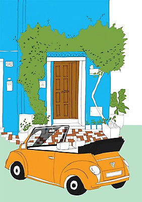 PSD 식물 화분 이동 일러스트 자동차 주택 사람없음 야외 건물 문 주차 집앞 국내일러스트 건축물 육상교통 컨셉 파일형식