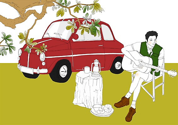 PSD 나무 식물 남자 악기 음식 여행 이동 연주 의자 일러스트 자동차 한명 사람 성인 기타 램프 남자만 남자한명만 성인남자만 성인만 국내일러스트 1 음악 육상교통 가구 컨셉 현악기 조명 파일형식