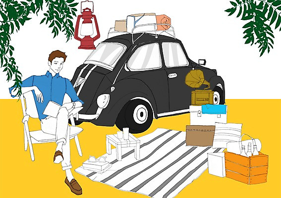 PSD 남자 여행 이동 쿠션 의자 일러스트 자동차 한명 사람 성인 야외 책 독서 램프 나무상자 돗자리 축음기 남자만 남자한명만 성인남자만 성인만 국내일러스트 1 육상교통 음향기기 가구 컨셉 조명 상자 골동품 파일형식