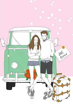 PSD 식물 커플 여자 남자 꽃 여행 결혼 이동 가방 일러스트 신혼부부 자동차 사람 성인 야외 두명 캐리어 신혼여행 성인만 국내일러스트 부부 잡화 육상교통 컨셉 관계 이벤트 여행가방 신혼 파일형식