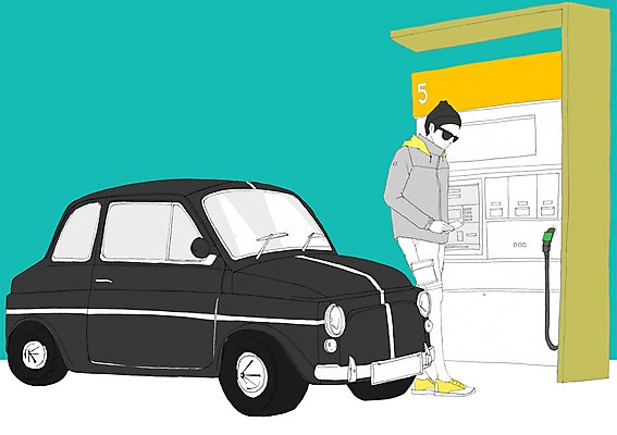 PSD 남자 이동 일러스트 자동차 한명 사람 성인 야외 일상 기계 주유 주유소 남자만 남자한명만 성인남자만 성인만 국내일러스트 1 육상교통 컨셉 라이프 파일형식