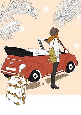 PSD 나무 식물 여자 여행 이동 가방 일러스트 자동차 나뭇잎 한명 사람 성인 야외 캐리어 오픈카 여자만 여자한명만 성인여자만 성인만 국내일러스트 1 잡화 육상교통 컨셉 잎 승용차 여행가방 파일형식