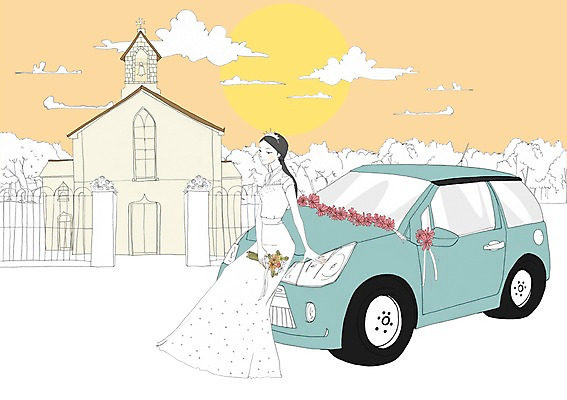 주간 PSD 식물 구름 여자 꽃 신부 웨딩드레스 결혼 이동 일러스트 자동차 한명 사람 성인 야외 건물 교회 웨딩카 여자만 여자한명만 성인여자만 성인만 국내일러스트 자연요소 1 건축물 드레스 육상교통 컨셉 종교건축 이벤트 파일형식