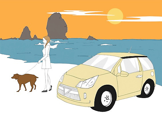 주간 PSD 여자 바다 이동 일러스트 자동차 한명 사람 풍경 성인 해변 야외 반려동물 태양 일몰 산책 돌_바위 바위 강아지 여자만 여자한명만 성인여자만 성인만 국내일러스트 자연요소 동물 1 육상교통 컨셉 휴식 노을 개 파일형식