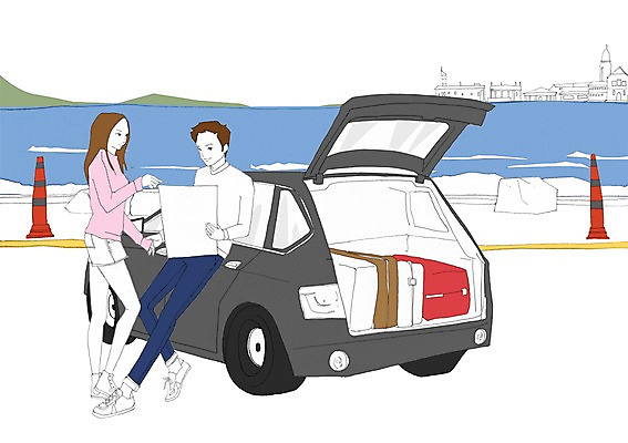 주간 PSD 커플 여자 남자 도로 바다 여행 이동 지도 가방 일러스트 자동차 사람 성인 야외 두명 건물 성인만 국내일러스트 자연요소 건축물 잡화 길 육상교통 컨셉 관계 교통시설 파일형식