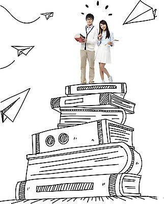 전신 편집 편집이미지 여자 교육 남자 백그라운드 포토일러 서기 들기 사람 동양인 성인 두명 앞모습 책 한국인 종이비행기 디지털합성 합성 성인만 이미지편집 AI파일 뷰포인트 모션 인종 종이접기 파일형식 벡터