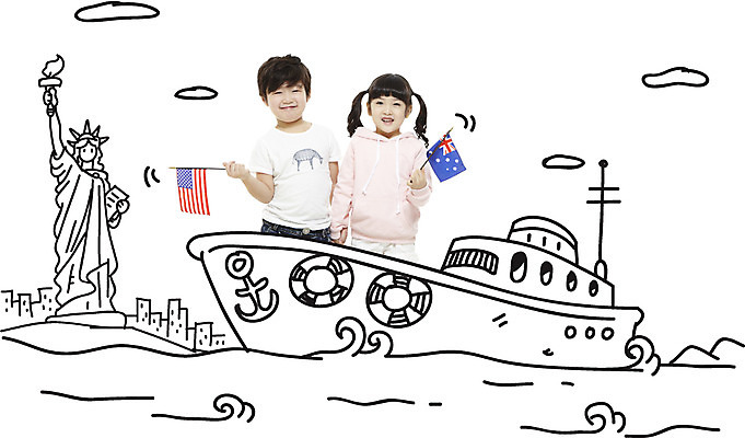 구름 편집 편집이미지 여자 남자 어린이 바다 여행 백그라운드 포토일러 들기 사람 동양인 소녀 소년 상반신 두명 앞모습 한국인 국기 디지털합성 합성 자유의여신상 선박 어린이만 이미지편집 AI파일 자연요소 뷰포인트 수상교통 모션 인종 미국 세계문화유산 파일형식 벡터