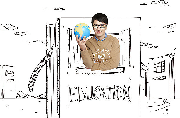 외국인 편집 편집이미지 교육 남자 대학생 백그라운드 창문 포토일러 한명 서기 들기 사람 상반신 성인 건물 앞모습 책 지구본 디지털합성 합성 남자만 남자한명만 성인남자만 성인만 안경낌 이미지편집 AI파일 1 학생 건축물 안경 뷰포인트 모션 인종 파일형식 벡터