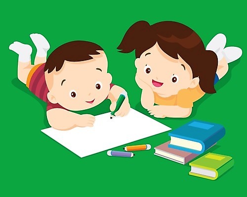 EPS 해외이미지 여자 남자 어린이 일러스트 학교 가족 남매 소년 두명 그리기 그림공부 어린이만 해외202004 해외일러스트 교육 관계 모션 사람 학습 파일형식 벡터 이미지허브