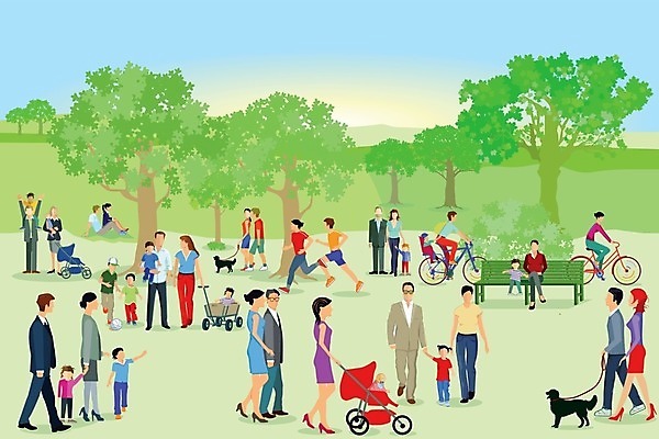 EPS 해외이미지 커플 공원 딸 아들 할머니 어린이 일러스트 가족 관계 엄마 남편 함께함 사람 산책 그룹 아빠 놀이터 손주 세대 해외202004 해외일러스트 공공시설 여자 노년 컨셉 놀이 휴식 파일형식 벡터 이미지허브