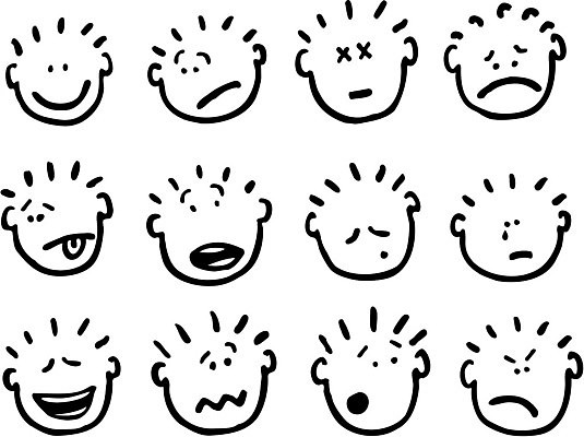 EPS 해외이미지 행복 얼굴 일러스트 미소 세트 슬픔 변화 만화 심볼 고민 그림 심플 이모티콘 아바타 해외202004 해외일러스트 감정 컨셉 표정 신체부위 파일형식 벡터 이미지허브