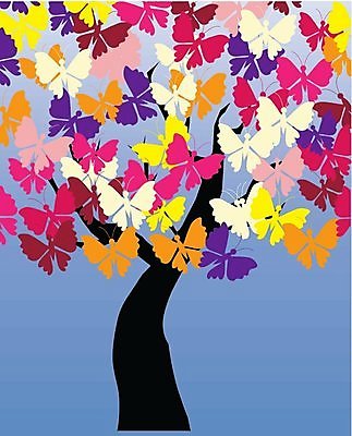 EPS 해외이미지 나무 나비 일러스트 추상 사람없음 컬러풀 해외202004 해외일러스트 식물 컬러 곤충 무늬 파일형식 벡터 이미지허브