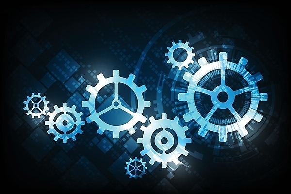 EPS 해외이미지 디자인 일러스트 추상 사람없음 그래픽 파란색 디지털 톱니바퀴 해외202004 해외일러스트 컬러 무늬 파일형식 벡터 이미지허브