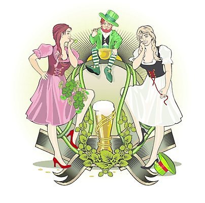 EPS 해외이미지 일러스트 유리 맥주 미소 소녀 초록색 금발 축제 황금 클로버 아일랜드 빨간머리 해외202004 해외일러스트 헤어스타일 여자 유럽 어린이 컬러 재질 주류 표정 파일형식 벡터 이미지허브