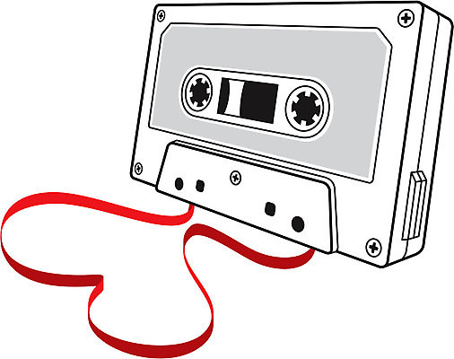 EPS 해외이미지 음악 일러스트 사랑 빨간색 하트 카세트테이프 복고 오디오 테이프 해외202004 해외일러스트 모양 감정 컬러 문화예술 문구용품 전자제품 파일형식 벡터 이미지허브