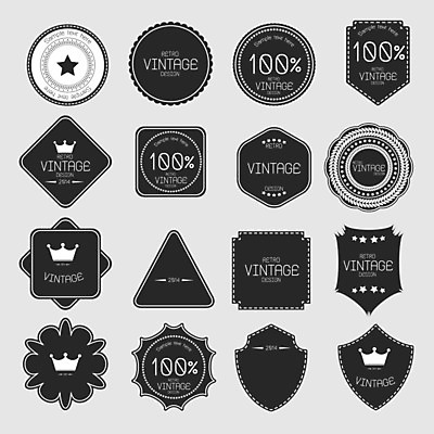 EPS 해외이미지 스티커 일러스트 사람없음 세트 라벨 검은색 빈티지 해외202004 해외일러스트 컬러 컨셉 프레임 파일형식 벡터 이미지허브