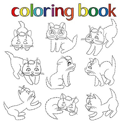 EPS 해외이미지 동물 일러스트 장난 세트 고양이 해외202004 해외일러스트 포유류 반려동물 파일형식 벡터 이미지허브