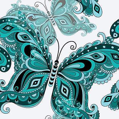 EPS 해외이미지 문양 나비 패턴 일러스트 사람없음 화려 청록색 해외일러스트 컬러 곤충 컨셉 무늬 파일형식 벡터 이미지허브