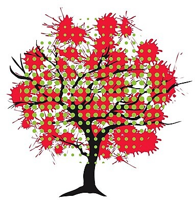 EPS 해외이미지 나무 일러스트 추상 사람없음 빨간색 페인트 얼룩 해외202004 해외일러스트 식물 컬러 무늬 파일형식 벡터 이미지허브