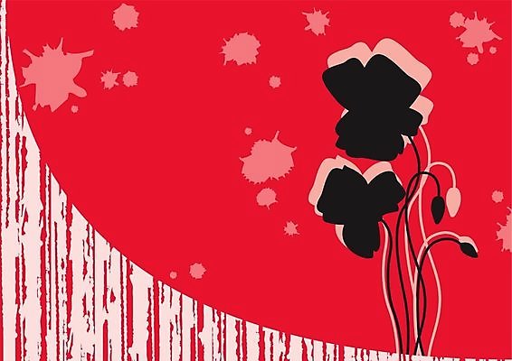 EPS 해외이미지 계절 꽃 꽃무늬 일러스트 자연 장식 빨간색 검은색 봄 그늘 양귀비 생태학 해외202004 해외일러스트 식물 교육 컬러 무늬 생태계 파일형식 벡터 이미지허브