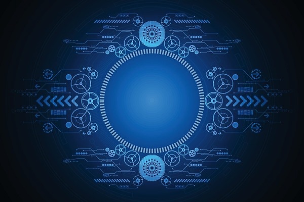 EPS 해외이미지 디자인 컨셉 일러스트 추상 미래 사람없음 그래픽 파란색 디지털 톱니바퀴 해외202004 해외일러스트 컬러 무늬 파일형식 벡터 이미지허브