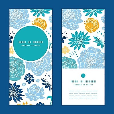 EPS 해외이미지 디자인 배너 꽃 꽃무늬 패턴 일러스트 프레임 사람없음 파란색 세트 장미 화려 해외202004 해외일러스트 식물 컬러 컨셉 무늬 파일형식 벡터 이미지허브