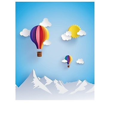 EPS 해외이미지 구름 디자인 종이 백그라운드 일러스트 하늘 산 프레임 항해 그래픽 장식 여름 뜨거움 신용카드 심볼 비행선 종이접기 풍선 접기 스타일 해외202004 해외일러스트 자연요소 계절 배_교통 모션 금융 파일형식 벡터 이미지허브