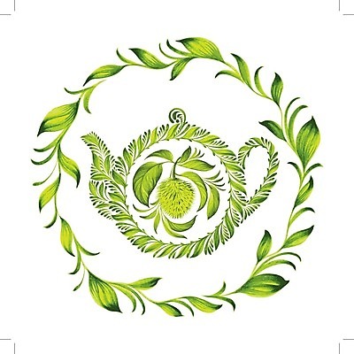 EPS 해외이미지 식물 디자인 문화 백그라운드 잎 과일 일러스트 수채화 미술 사람없음 초록색 원형 찻주전자 해외202004 해외일러스트 도형 컬러 주전자 문화예술 파일형식 벡터 이미지허브