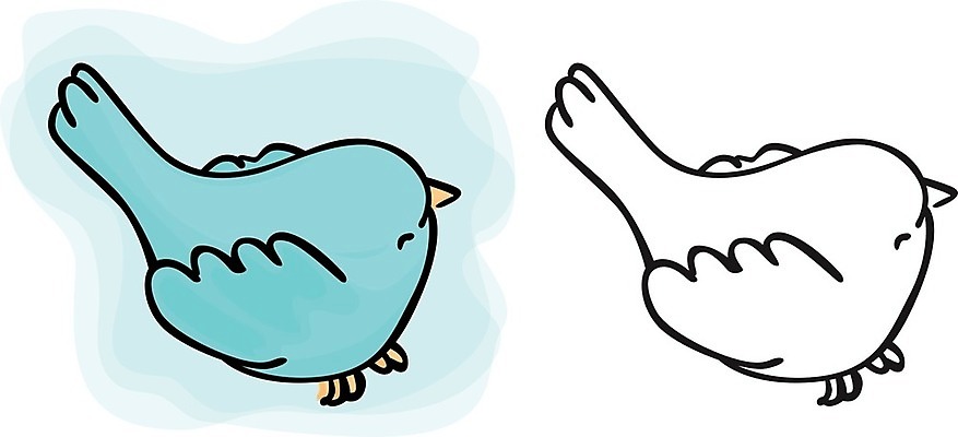 EPS 해외이미지 일러스트 조류 수채화 파란색 검은색 만화 윤곽 우표 해외202004 해외일러스트 동물 컬러 파일형식 벡터 이미지허브