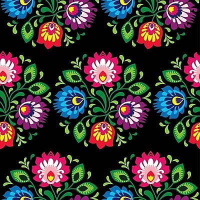 EPS 해외이미지 전통 꽃 패턴 일러스트 사람없음 컬러풀 화려 폴란드 해외202004 해외일러스트 식물 유럽 컬러 컨셉 무늬 파일형식 벡터 이미지허브